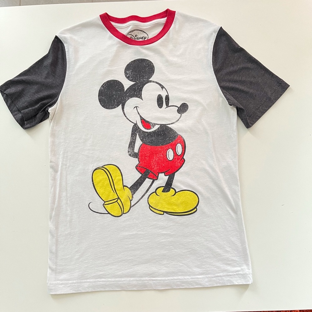 Disney Mickey Mouse White Tee with Red and Black Accents